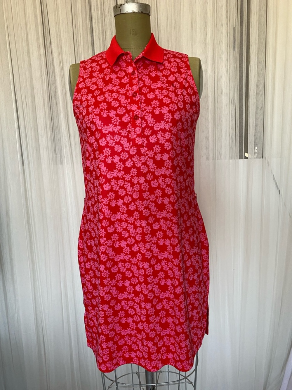 J.Lindeberg Elsi Pop Pink Floral Jersey Golf Dress Size L
